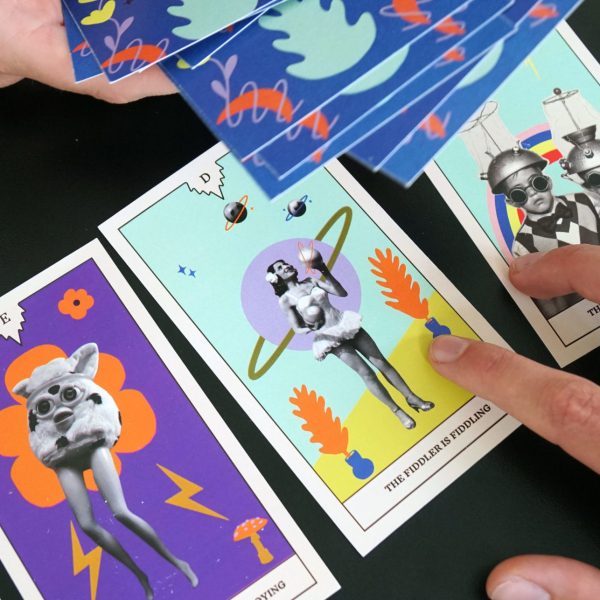 Four examples of play tarot cards. 1 example from each house.